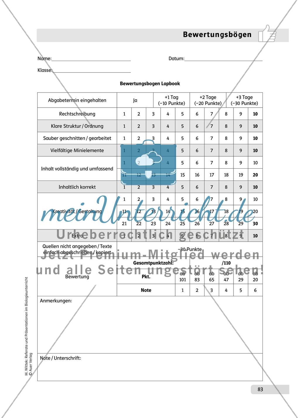 Bewertungsbögen und Lösungen Preview 3