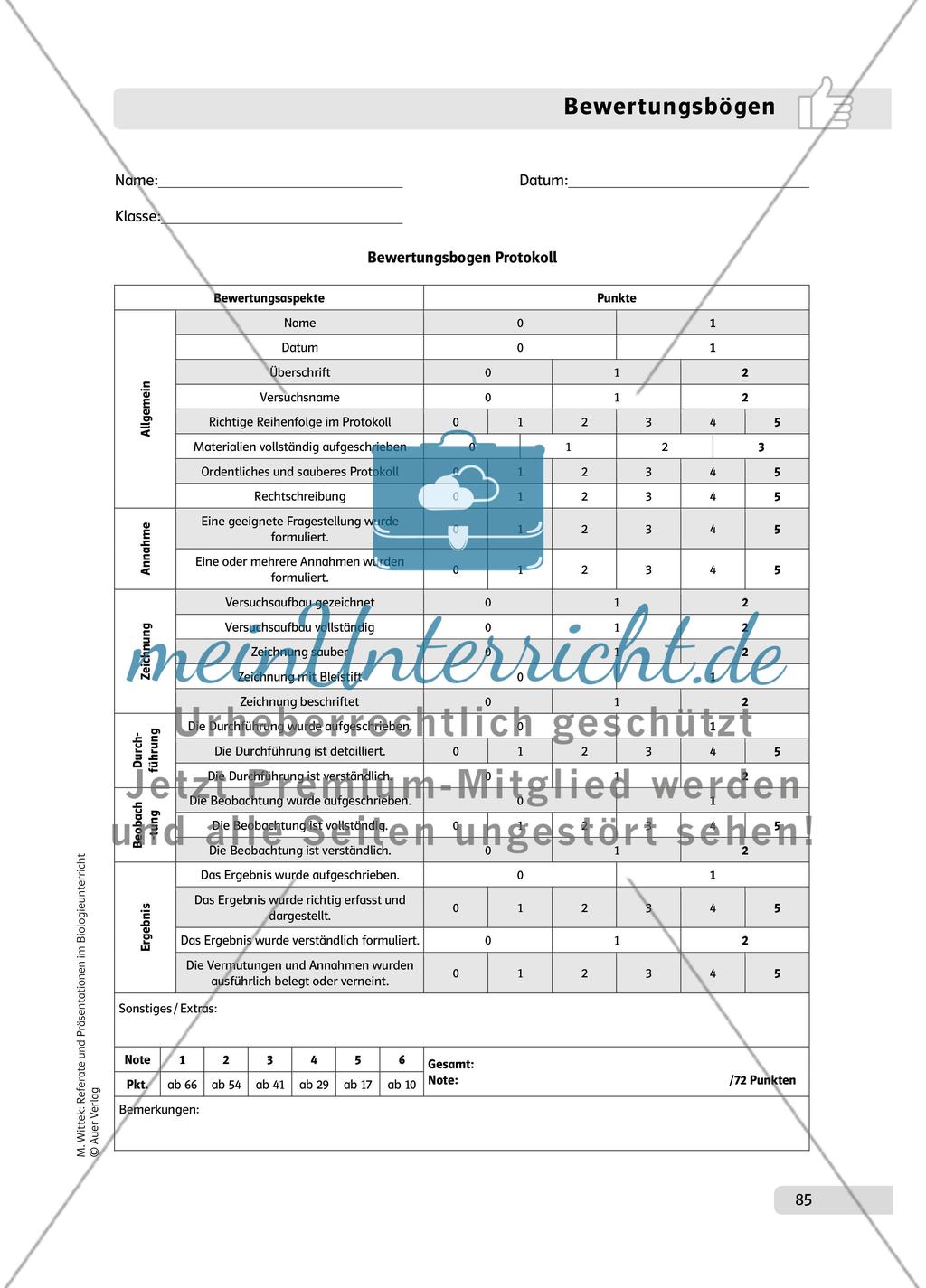 Bewertungsbögen und Lösungen Preview 5