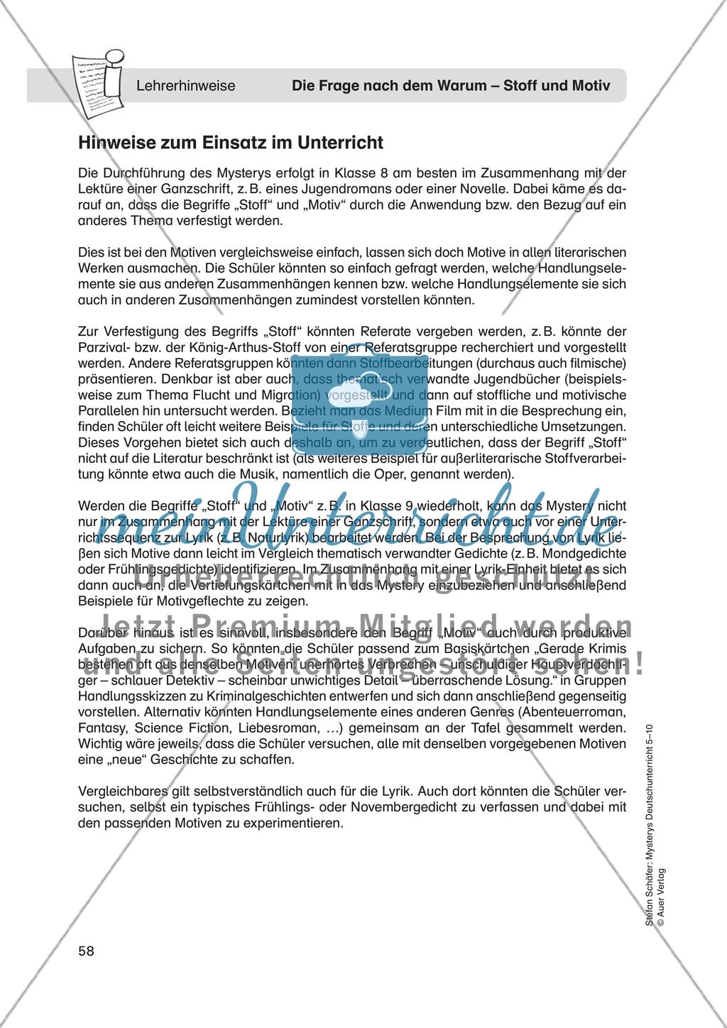 Die Frage nach dem Warum Stoff