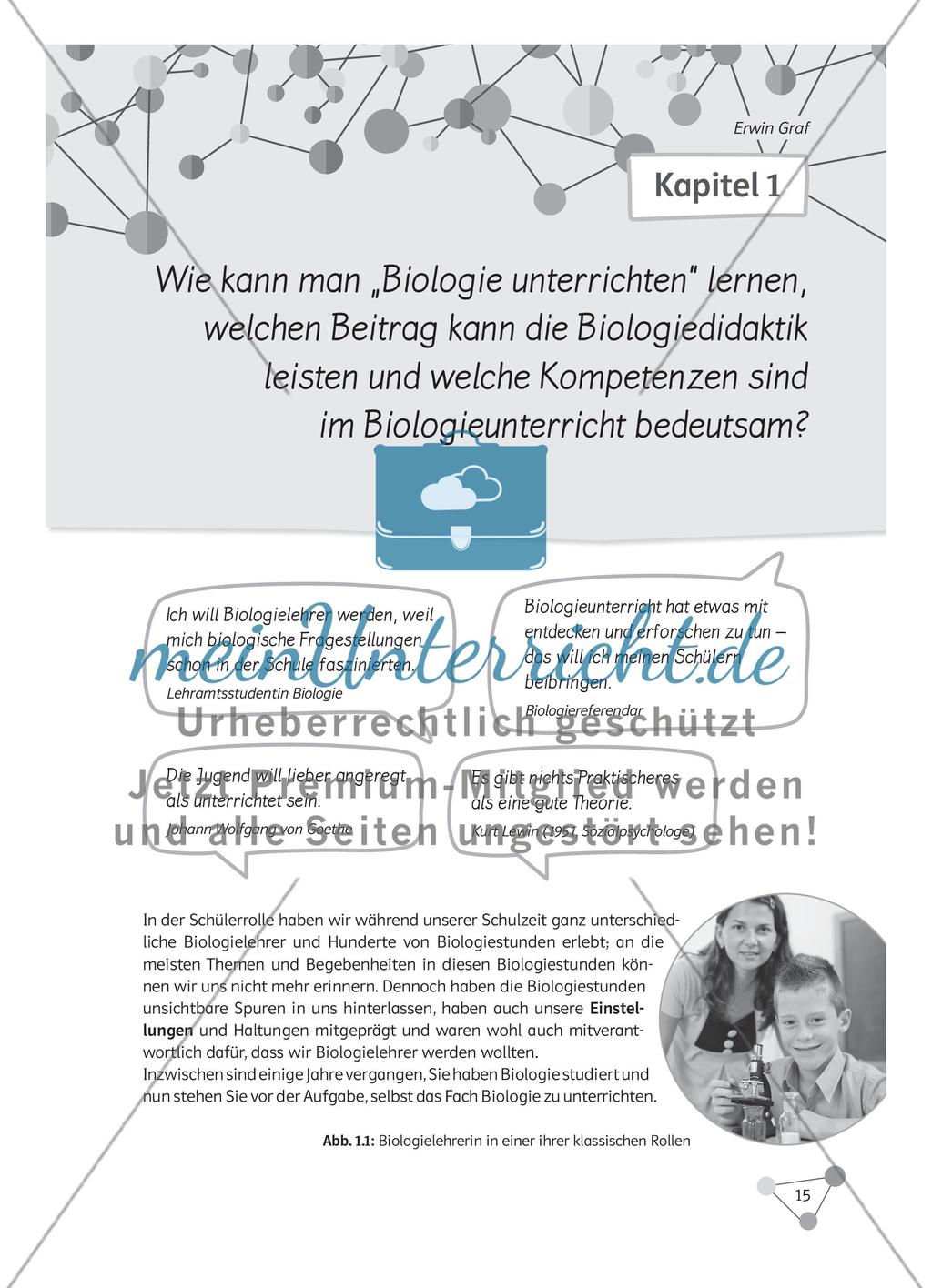 Wie kann man „Biologie unterrichten“ lernen, welchen Beitrag kann die Biologiedidaktik leisten und welche Kompetenzen sind im Biologieunterricht bedeutsam? Preview 1