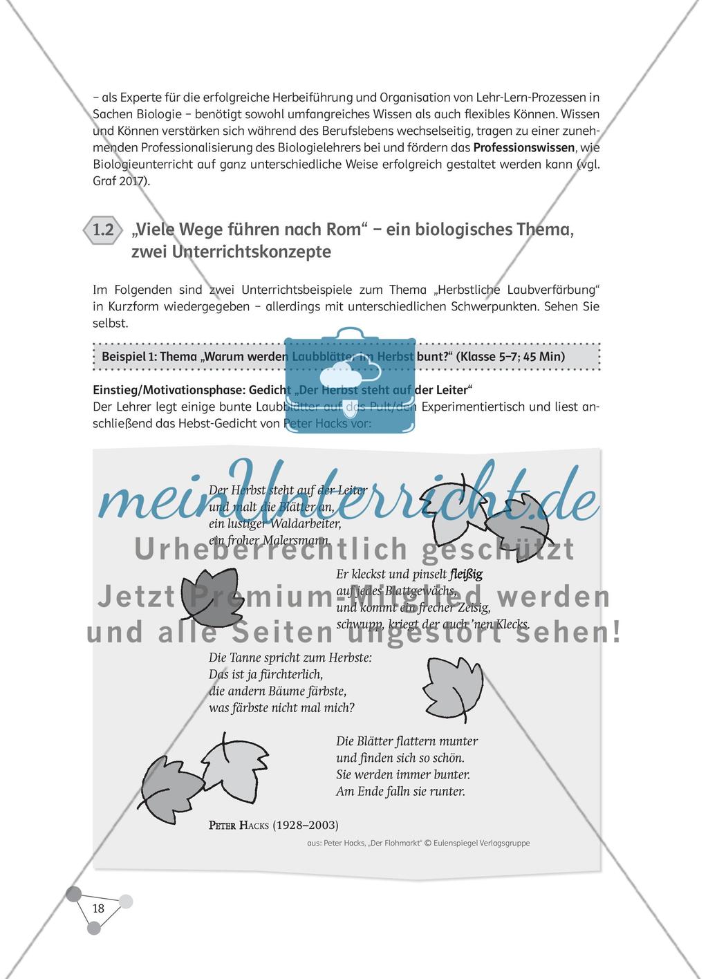 Wie kann man „Biologie unterrichten“ lernen, welchen Beitrag kann die Biologiedidaktik leisten und welche Kompetenzen sind im Biologieunterricht bedeutsam? Preview 4