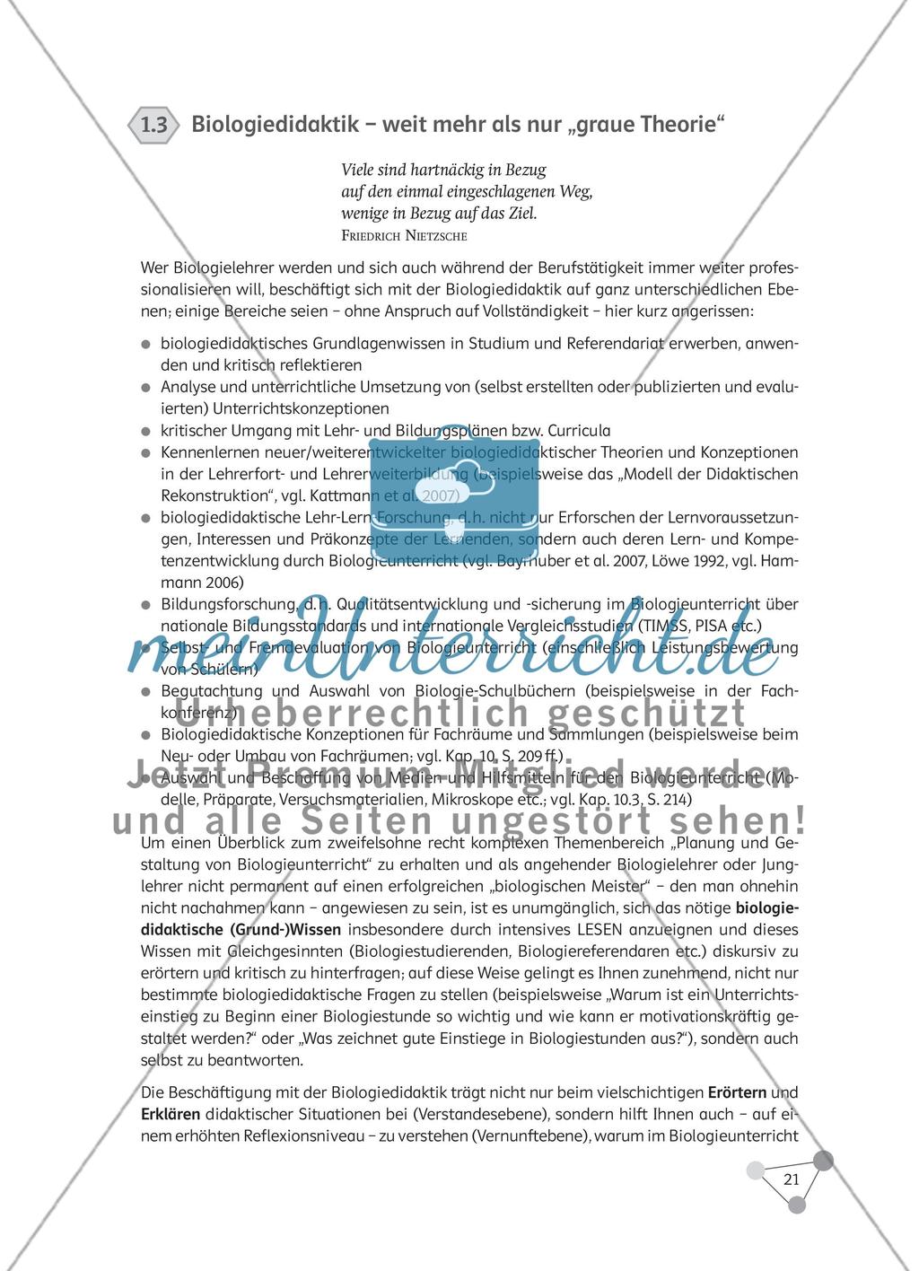 Wie kann man „Biologie unterrichten“ lernen, welchen Beitrag kann die Biologiedidaktik leisten und welche Kompetenzen sind im Biologieunterricht bedeutsam? Preview 7