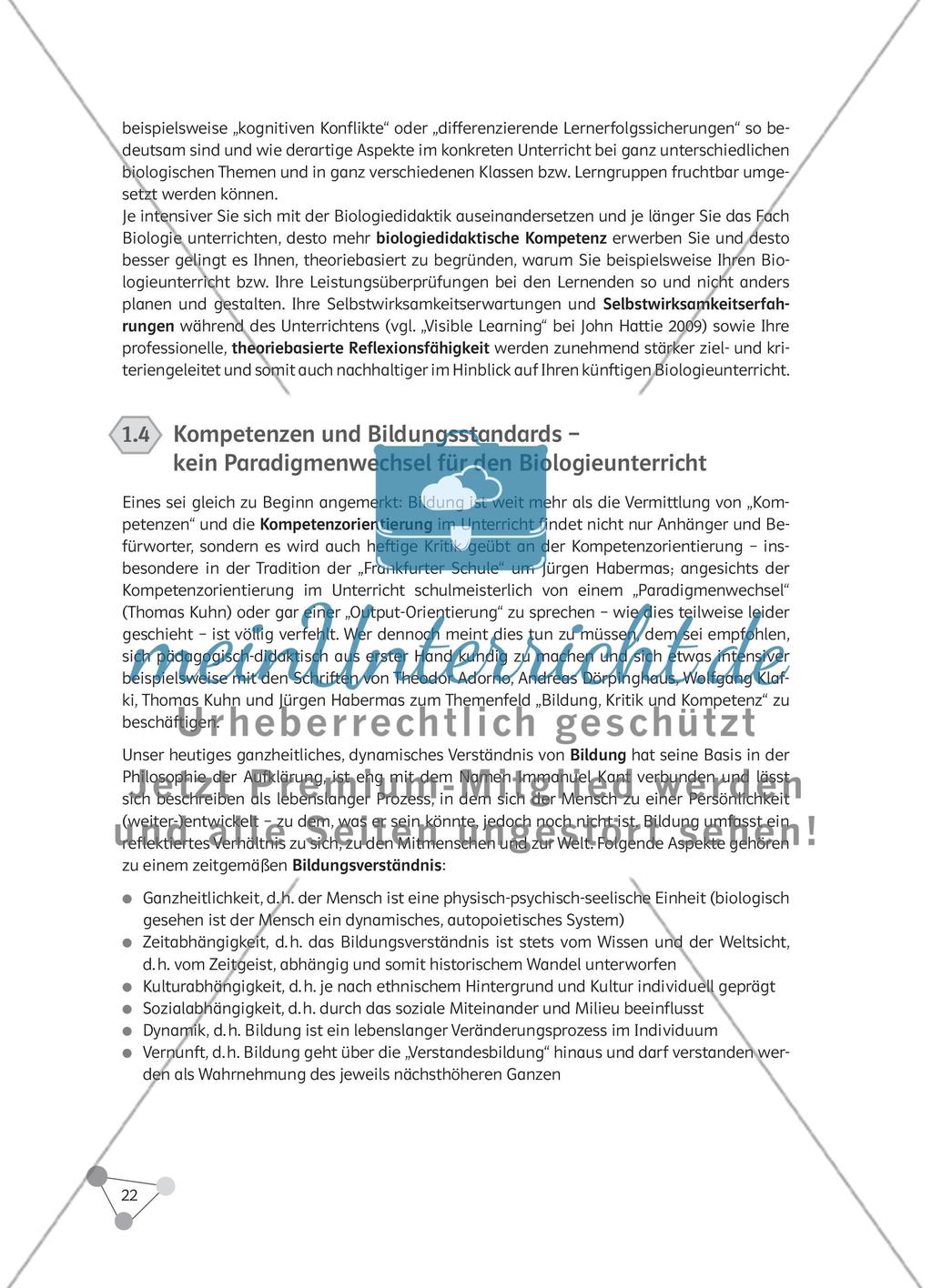 Wie kann man „Biologie unterrichten“ lernen, welchen Beitrag kann die Biologiedidaktik leisten und welche Kompetenzen sind im Biologieunterricht bedeutsam? Preview 8