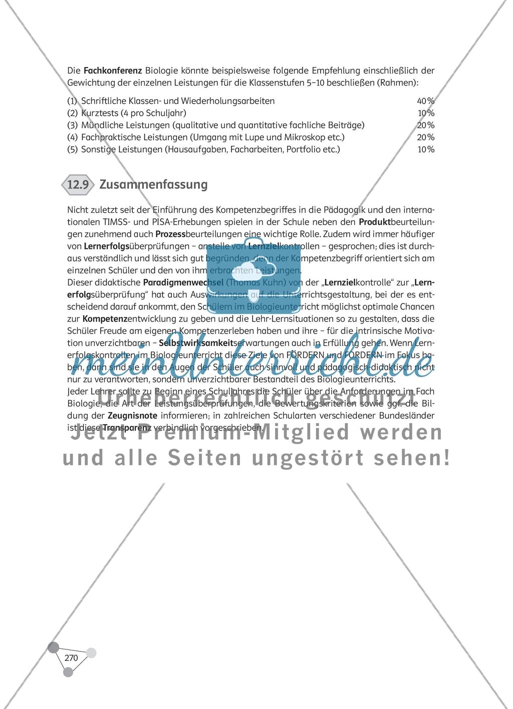 Wie können Leistungsmessung und Notengebung im Biologieunterricht erfolgen? Preview 23