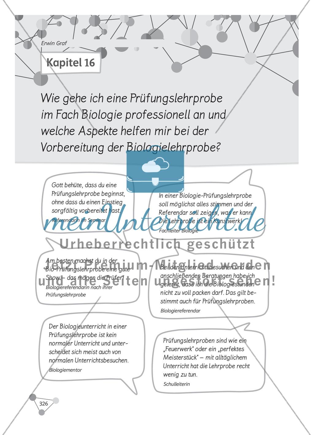 Wie gehe ich eine Prüfungslehrprobe im Fach Biologie professionell an und welche Aspekte helfen mir bei der Vorbereitung der Biologielehrprobe? Preview 1