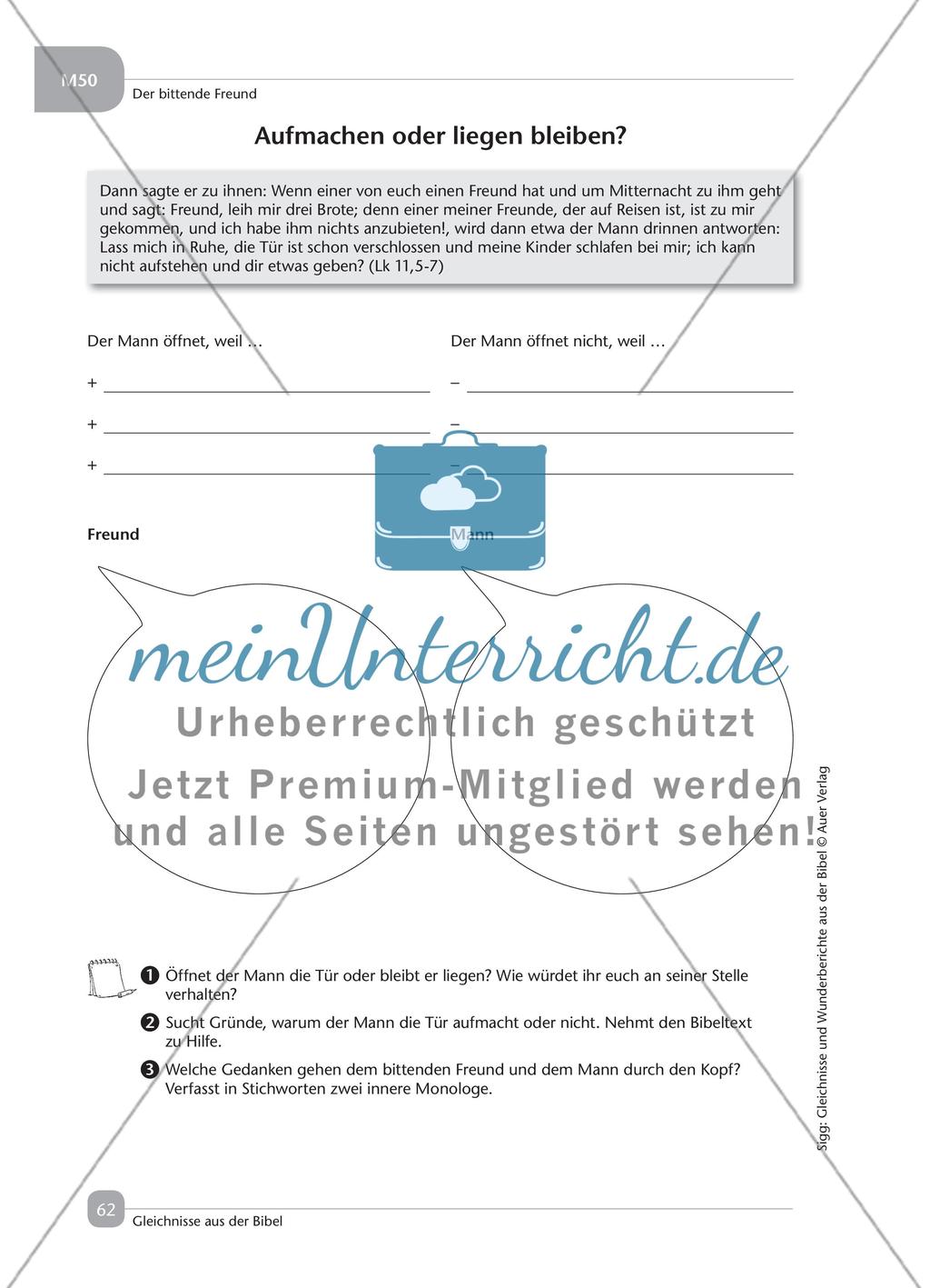 Gleichnisse Der bittende Freund (Lk 11,513) meinUnterricht