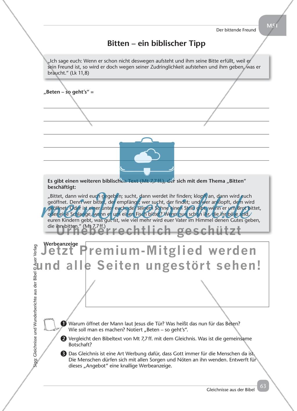 Gleichnisse Der bittende Freund (Lk 11,513) meinUnterricht