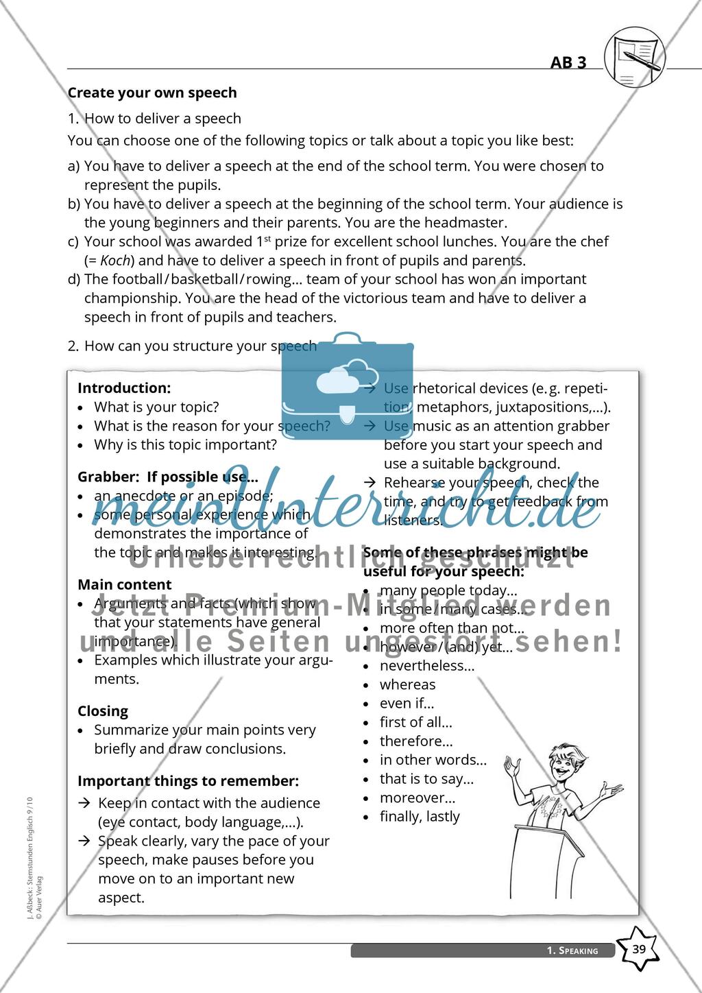 Ladies and Gentlemen, I am very honoured… – Eine Rede halten Preview 5