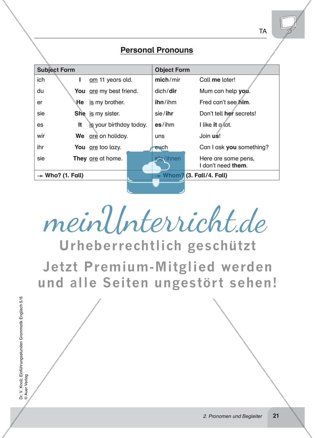 Pronomen und Begleiter Preview 2