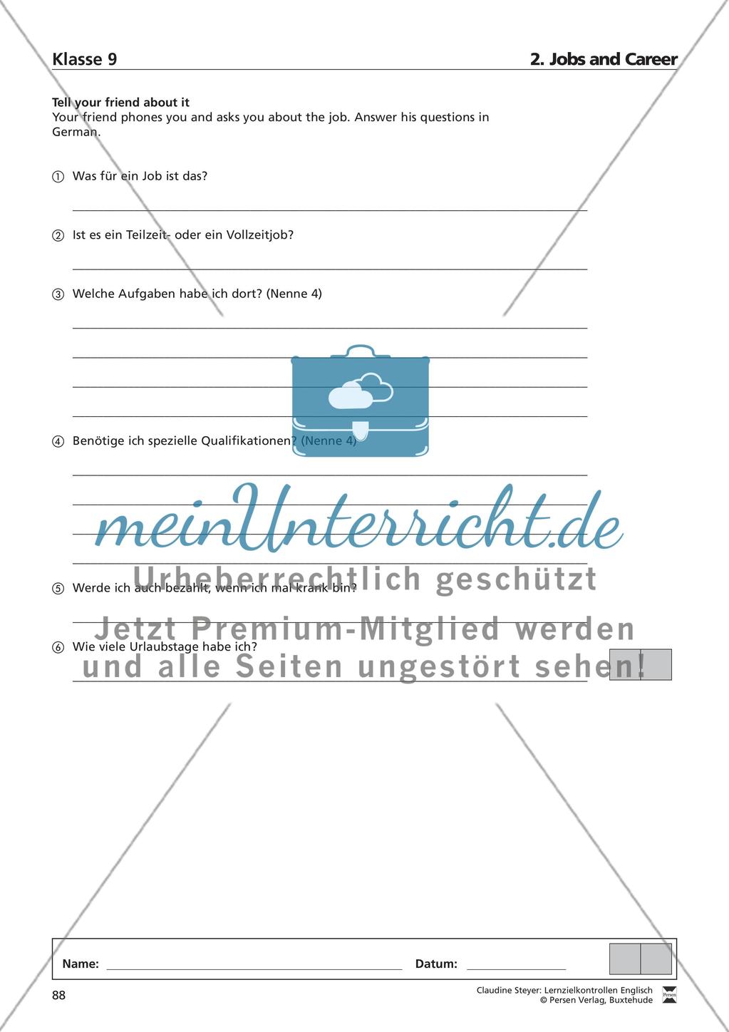 Lernzielkontrollen Englisch: Klasse 9 Preview 9