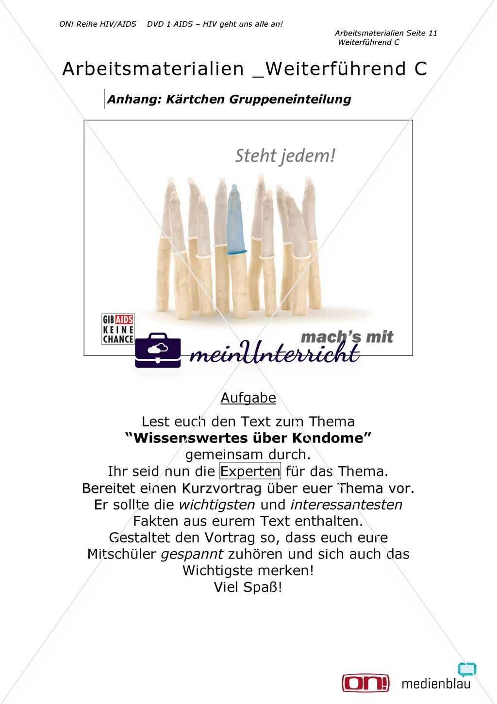 Arbeitsmaterialien Weiterführend C: Kondome und warum sie so wichtig sind Preview 11