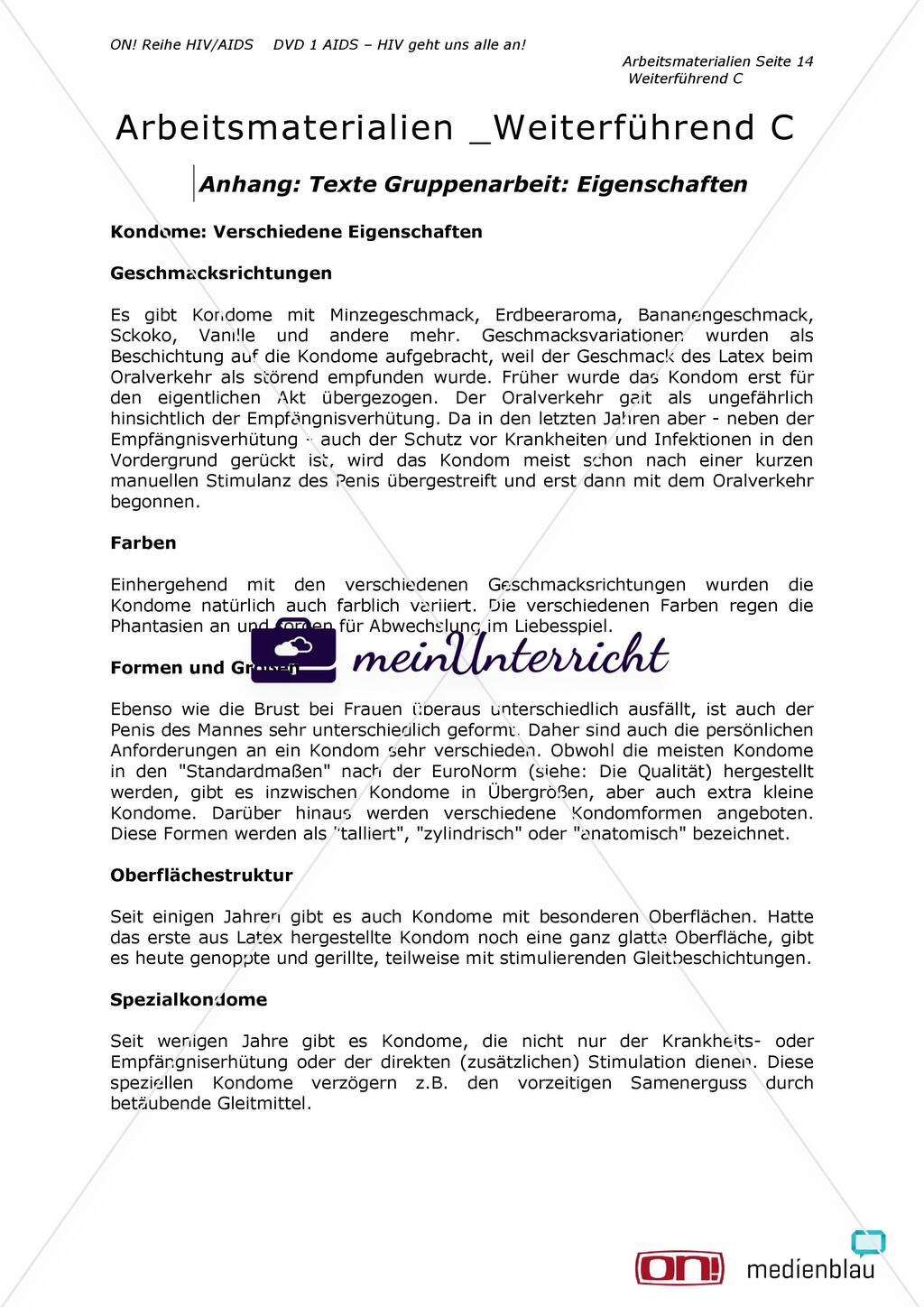 Arbeitsmaterialien Weiterführend C: Kondome und warum sie so wichtig sind Preview 14