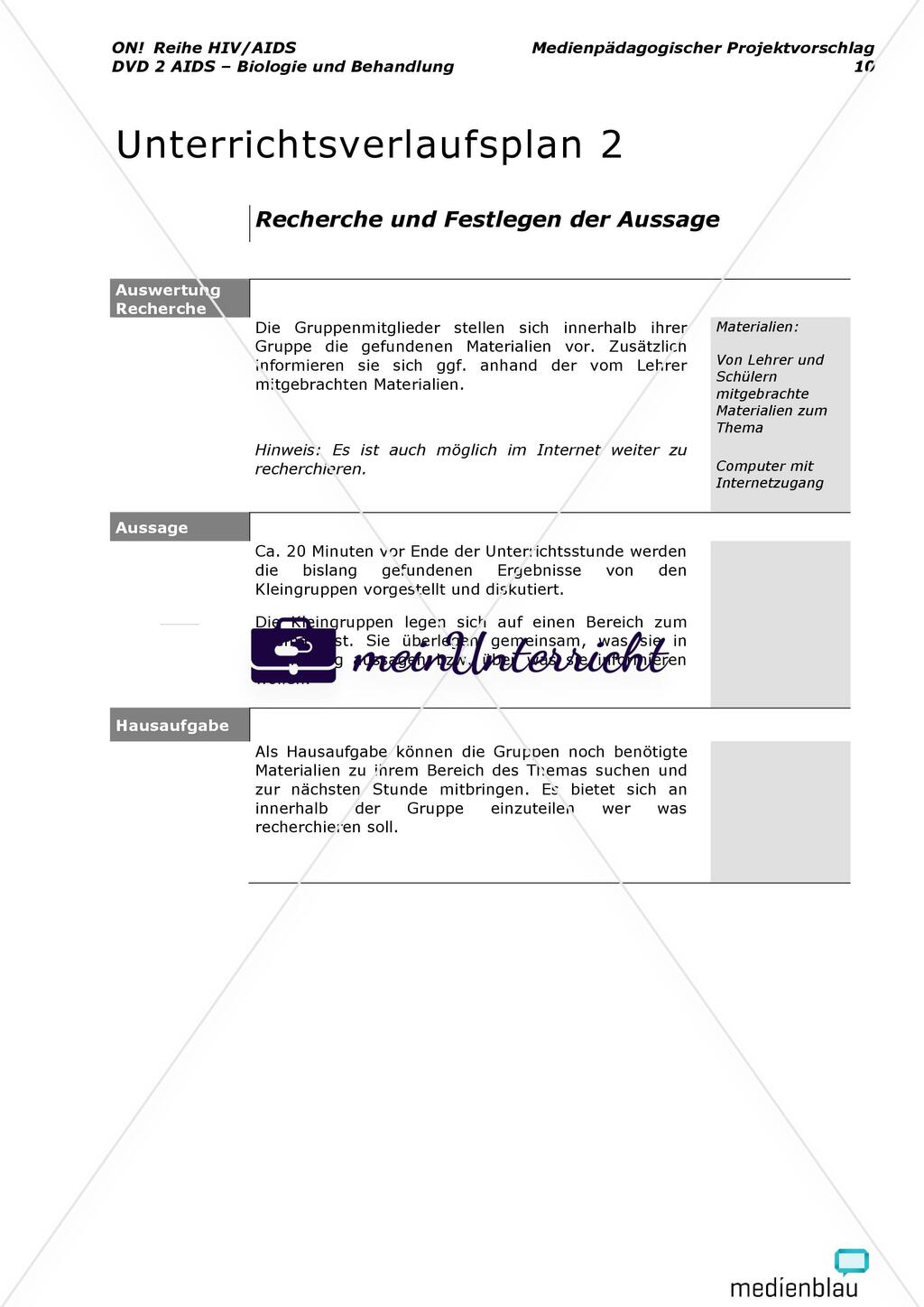 AIDS - Biologie und Behandlung - Projektvorschlag Preview 11