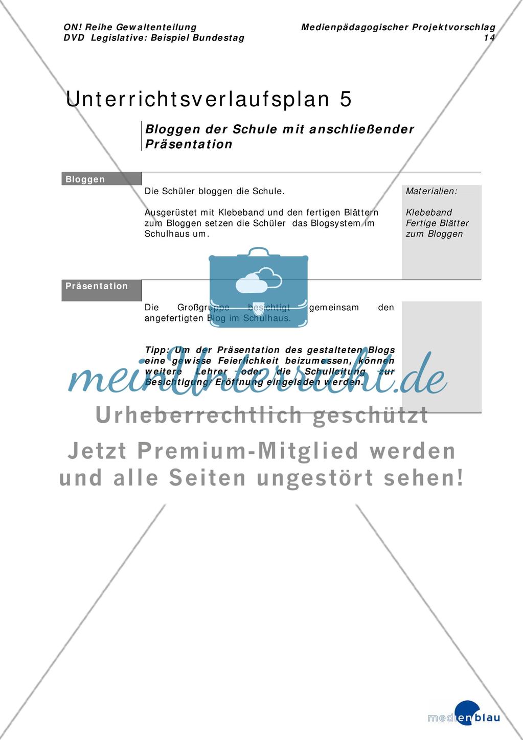 Legislative: Beispiel Bundestag - Projektvorschlag - meinUnterricht