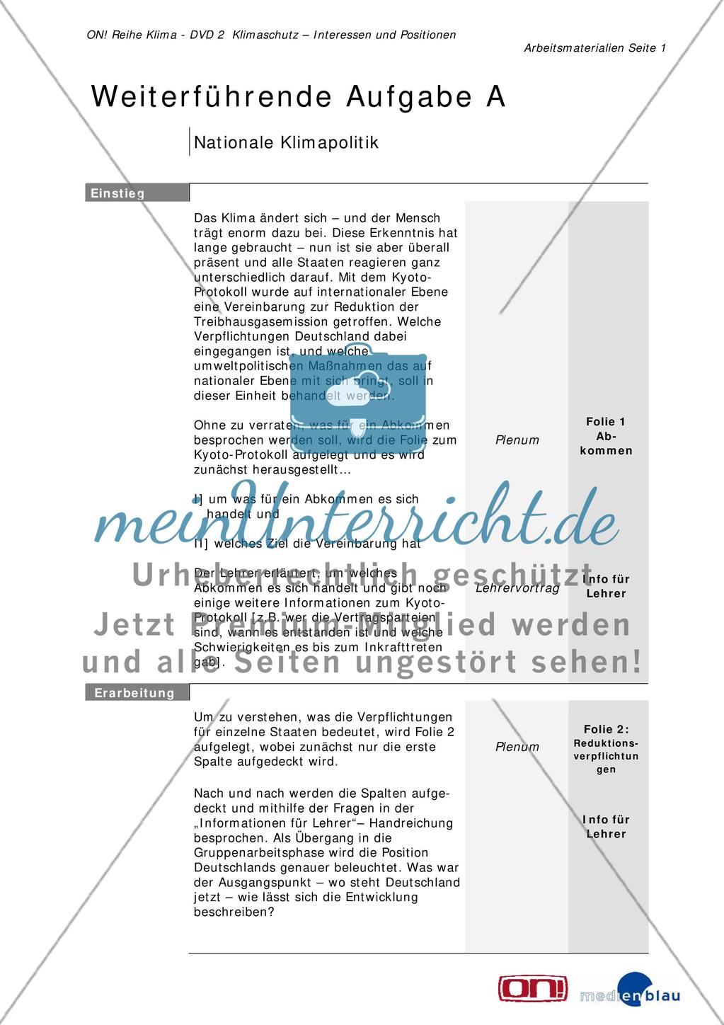 Weiterführende Aufgabe A: Nationale Klimapolitik Preview 1