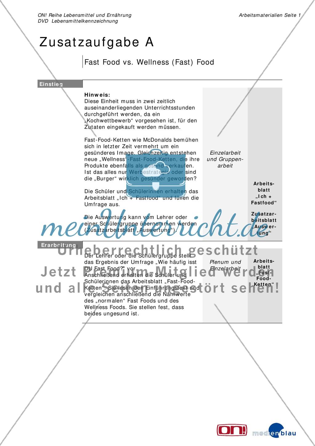Zusatzaufgabe A: Fast Food vs. Wellness (Fast) Food Preview 1