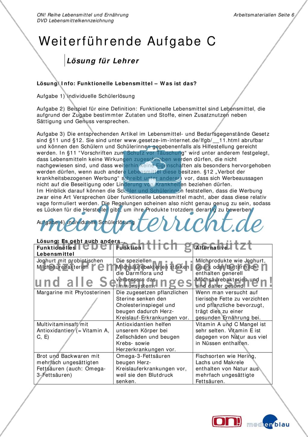 Weiterführende Aufgabe C: Funktionelle Lebensmittel Preview 6