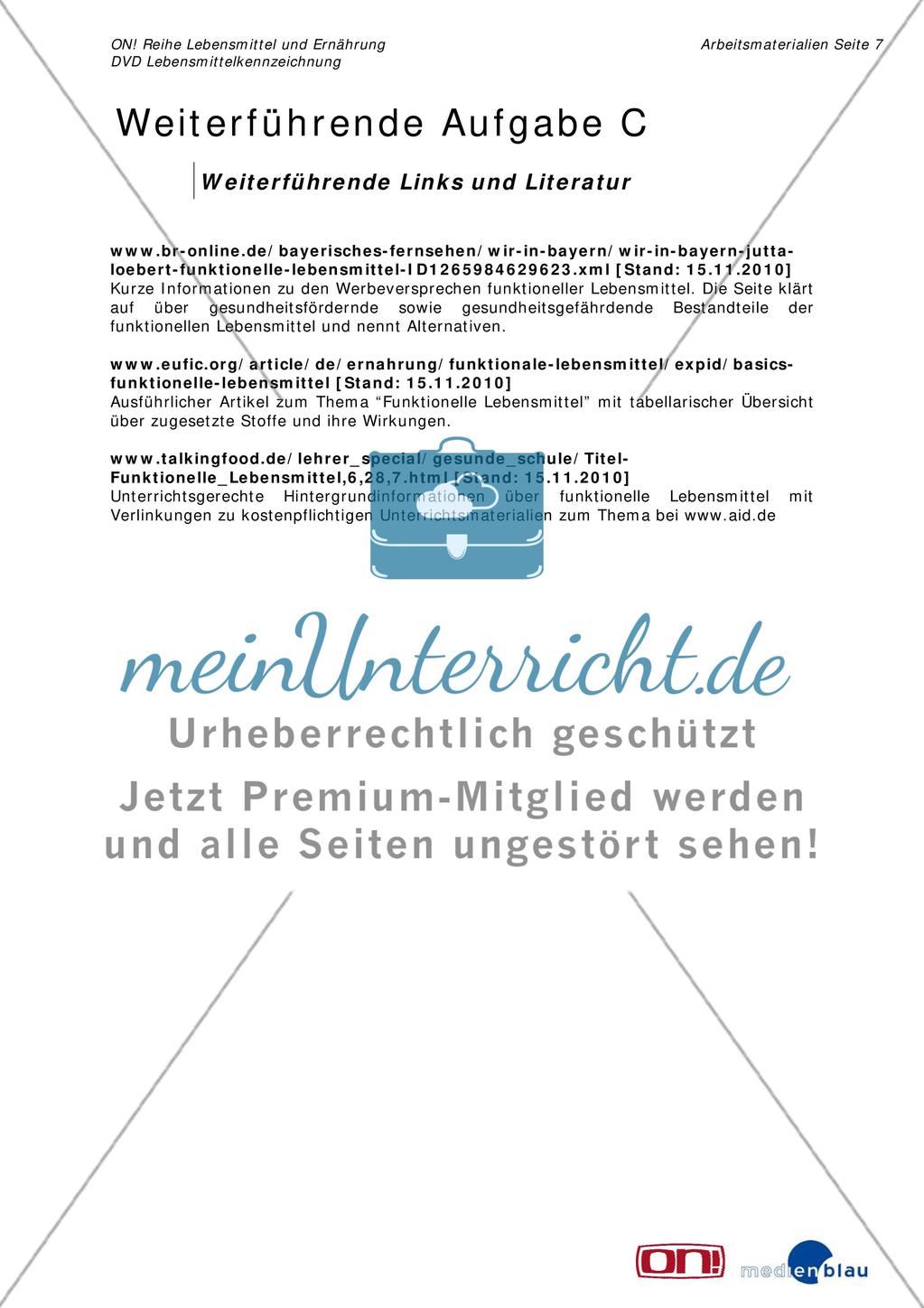 Weiterführende Aufgabe C: Funktionelle Lebensmittel Preview 7
