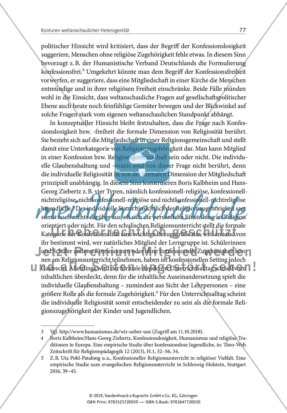 Konturen weltanschaulicher Heterogenität – religionssoziologische Perspektiven auf die weltanschaulichen Profile religiöser und säkularer Jugendlicher angesichts zunehmender Konfessionslosigkeit Preview 2