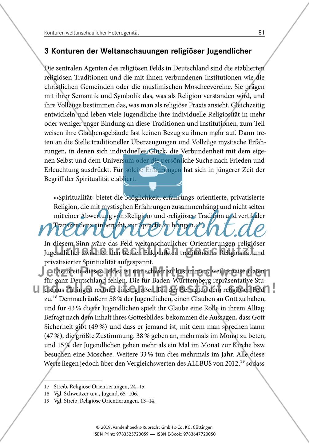 Konturen weltanschaulicher Heterogenität – religionssoziologische Perspektiven auf die weltanschaulichen Profile religiöser und säkularer Jugendlicher angesichts zunehmender Konfessionslosigkeit Preview 6