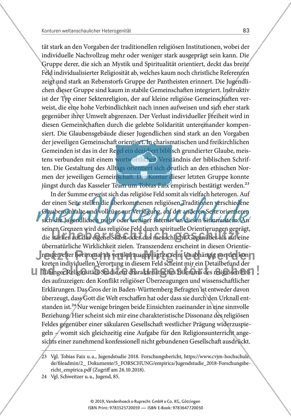 Konturen weltanschaulicher Heterogenität – religionssoziologische Perspektiven auf die weltanschaulichen Profile religiöser und säkularer Jugendlicher angesichts zunehmender Konfessionslosigkeit Preview 8