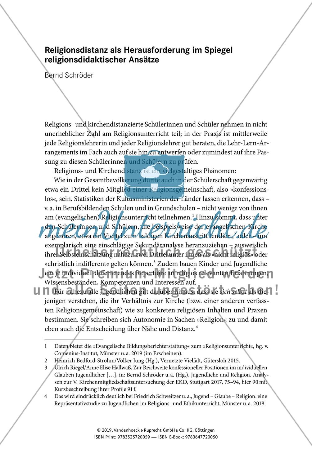 Religionsdistanz als Herausforderung im Spiegel religionsdidaktischer Ansätze Preview 1