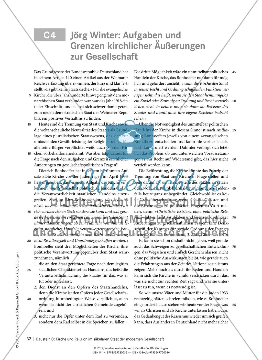 Baustein C: Kirche und Religion im säkularen Staat der modernen Gesellschaft Preview 5