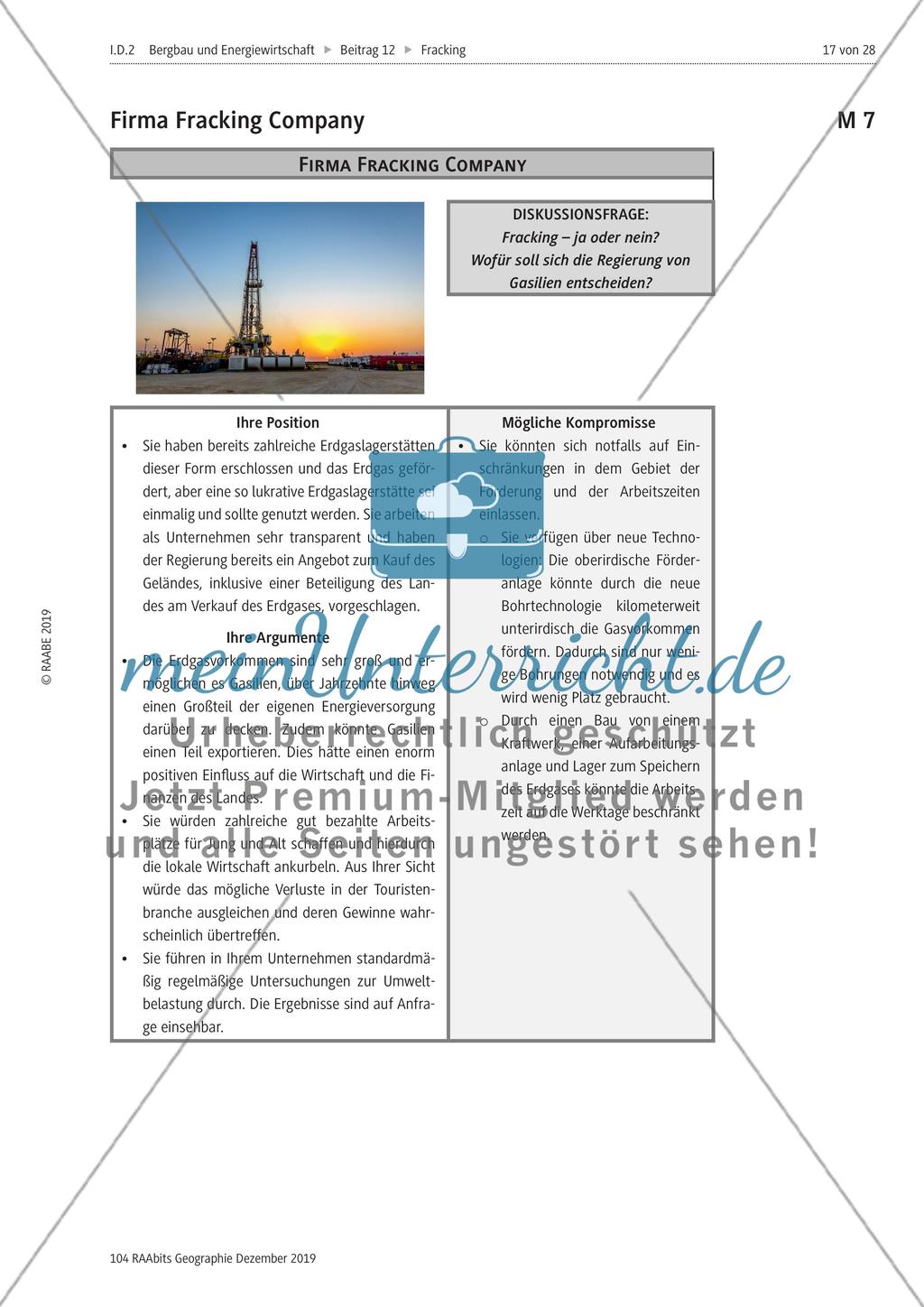 Fracking: Nachhaltig oder nicht? – Erarbeitung der Vor- und Nachteile durch die Anwendung der Fracking-Technologie Preview 7