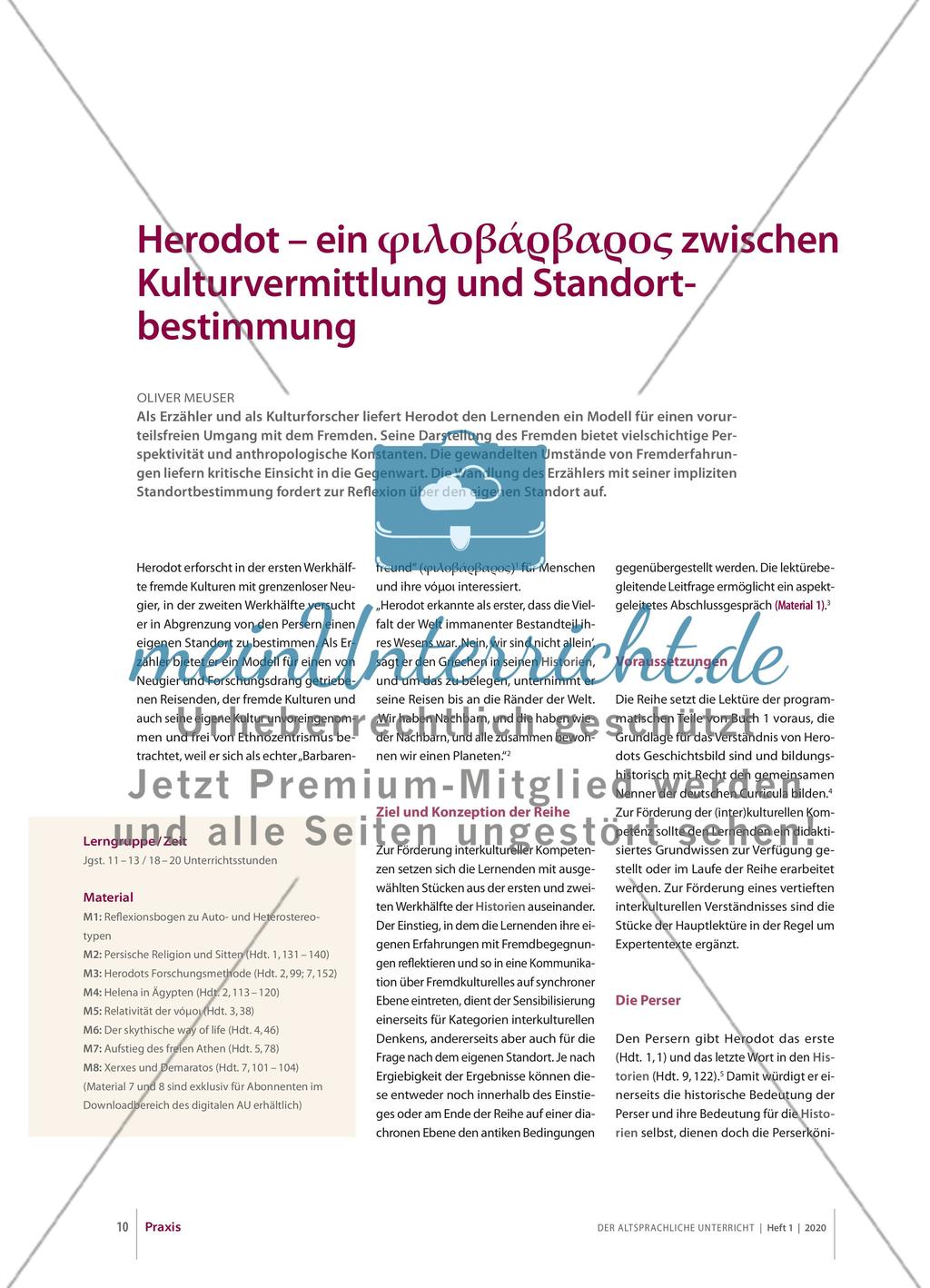 Herodot – ein φιλοβάρβαρος zwischen Kulturvermittlung und Standortbestimmung Preview 1