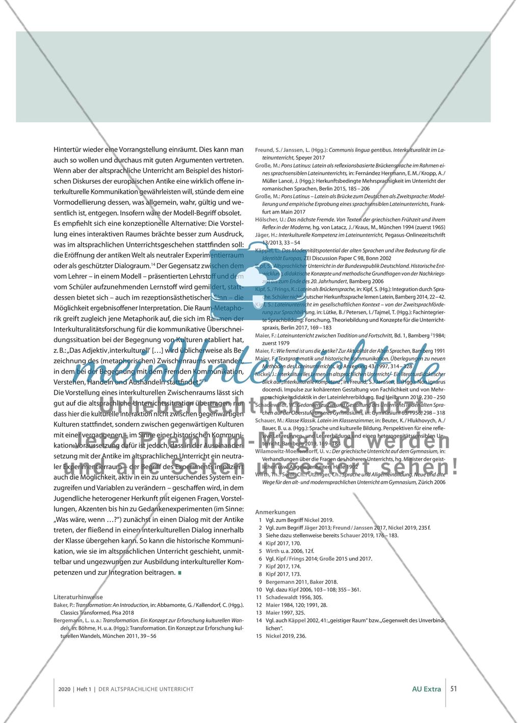 Altsprachlicher Unterricht und Interkulturalität: vom Modell zum Diskurs Preview 3
