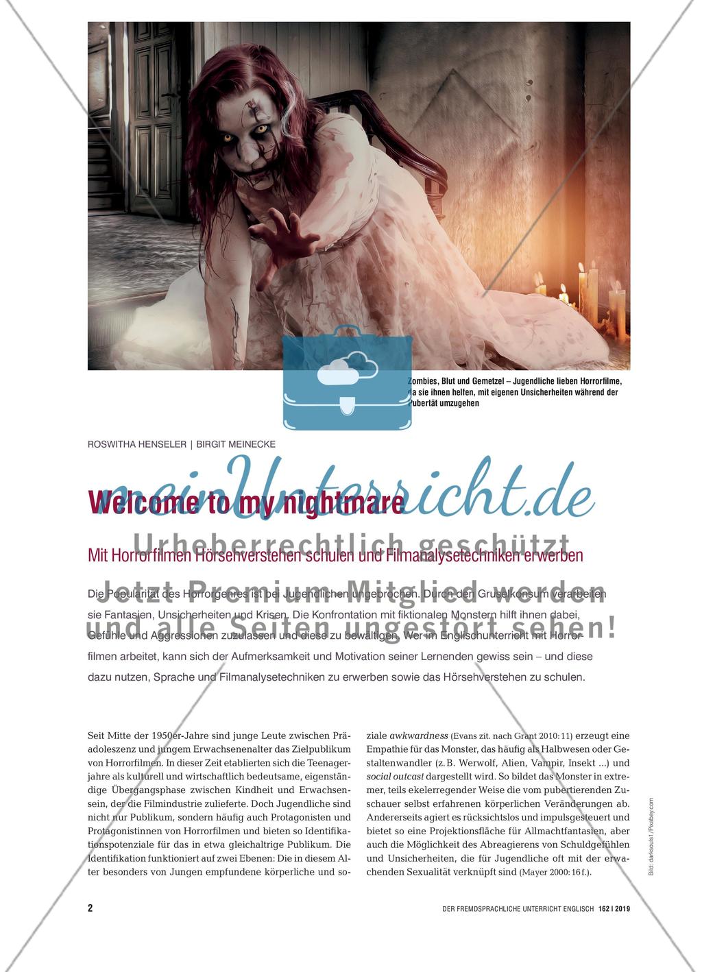 Welcome to my nightmare - Mit Horrorfilmen Hörsehverstehen schulen und Filmanalysetechniken erwerben Preview 1