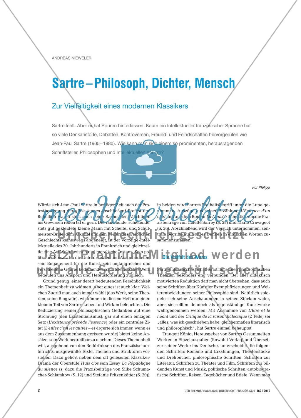 Sartre – Philosoph, Dichter, Mensch - Zur Vielfältigkeit eines modernen Klassikers Preview 1