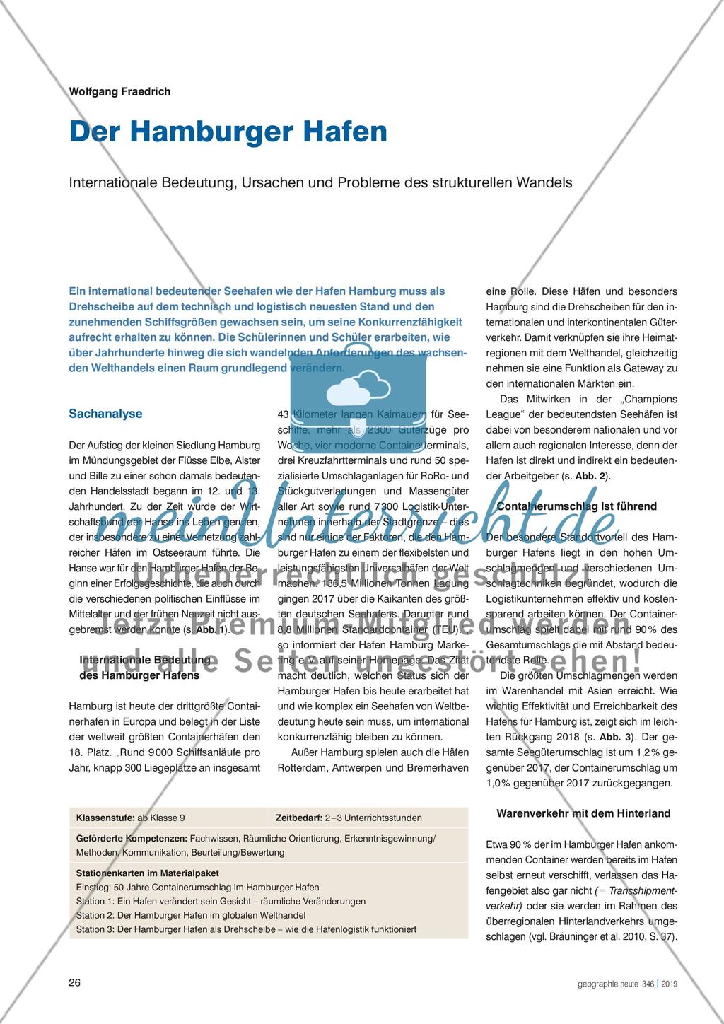 Der Hamburger Hafen - Internationale Bedeutung, Ursachen und Probleme des strukturellen Wandels Preview 1