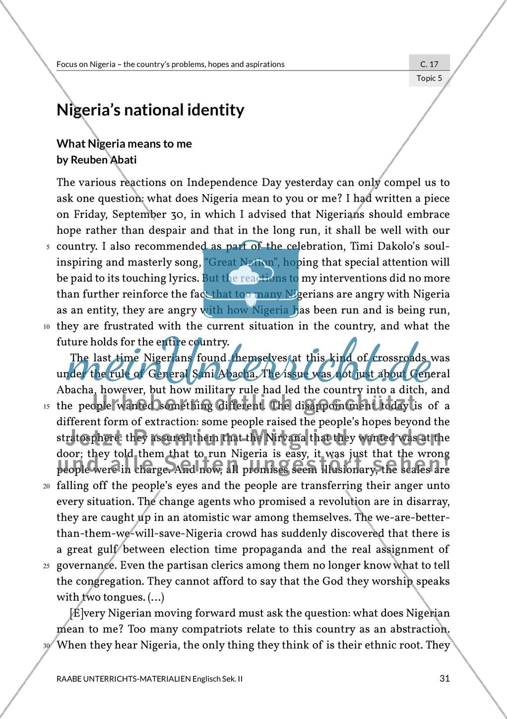 Topic 5: Nigeria’s national identity Preview 1