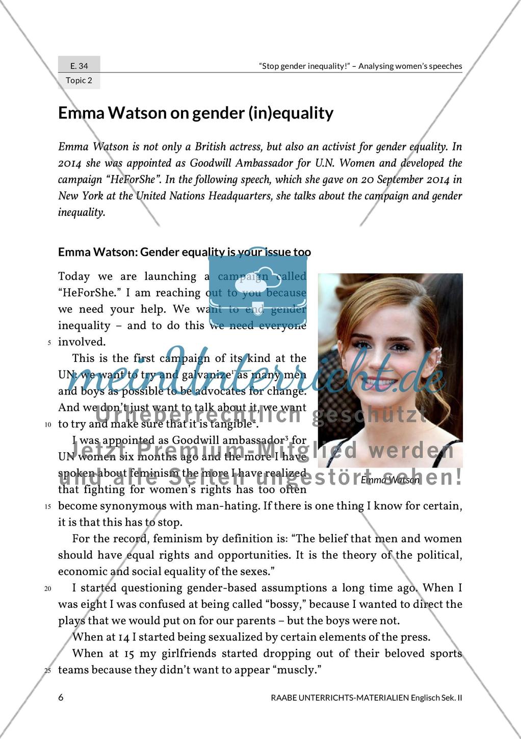Topic 2: Emma Watson on gender (in)equality Preview 1