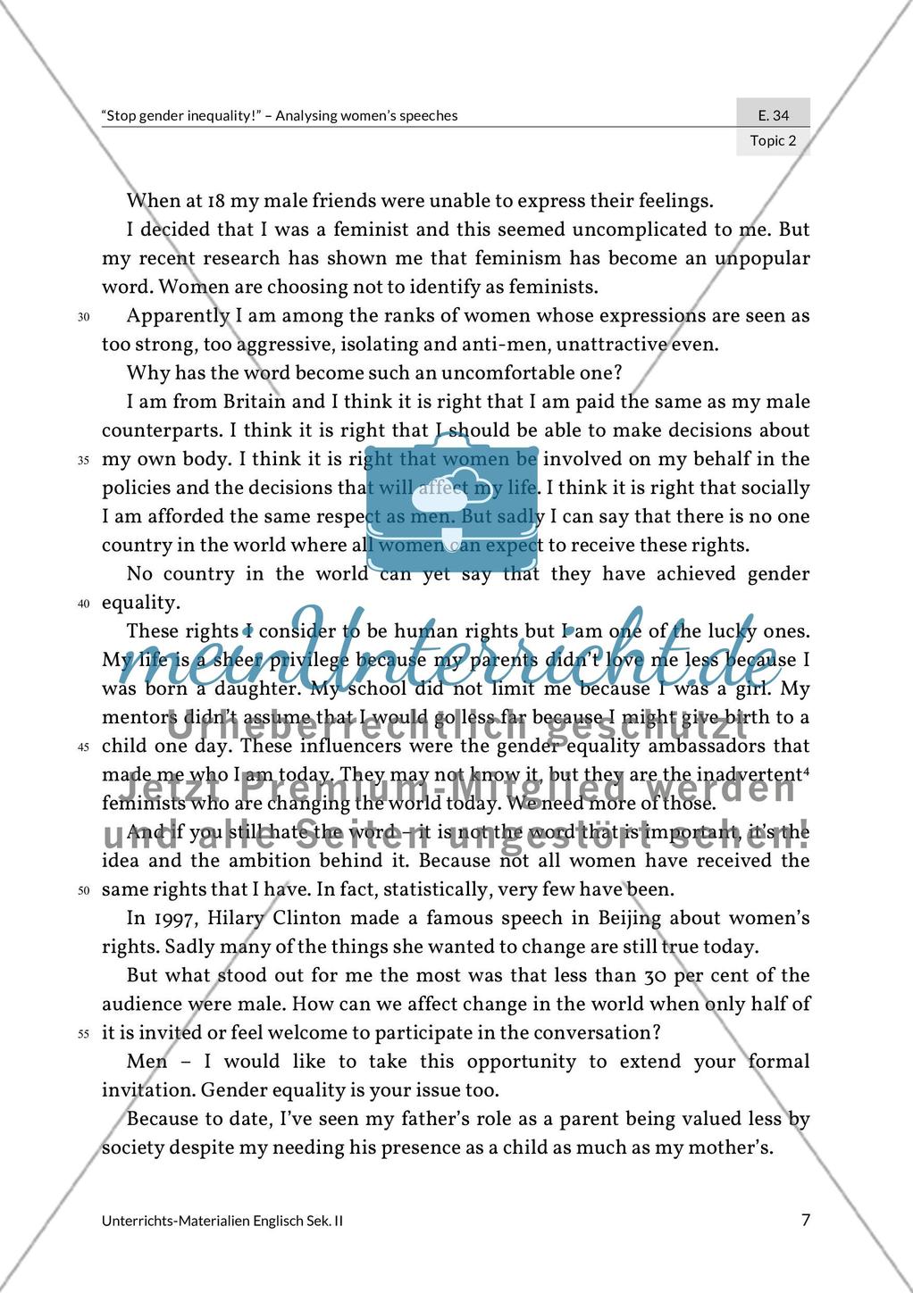 Topic 2: Emma Watson on gender (in)equality Preview 2