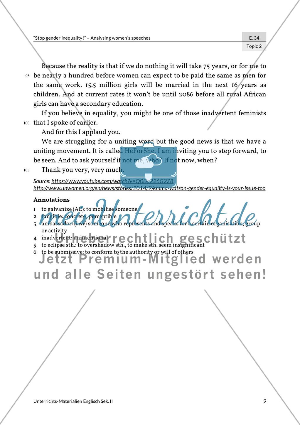 Topic 2: Emma Watson on gender (in)equality Preview 4