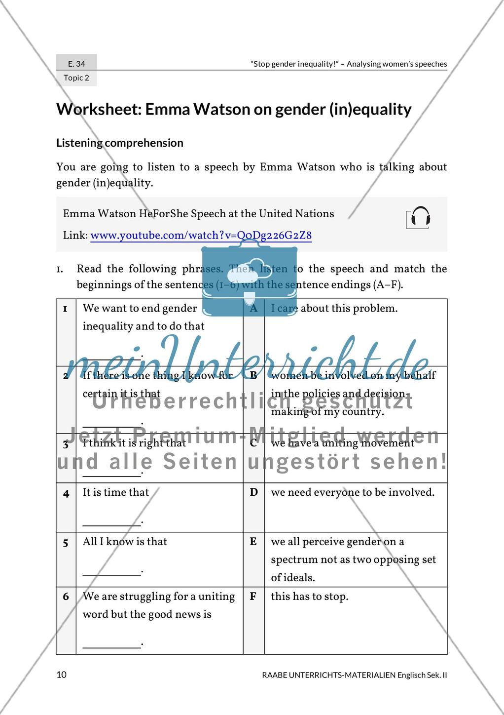 Topic 2: Emma Watson on gender (in)equality Preview 5