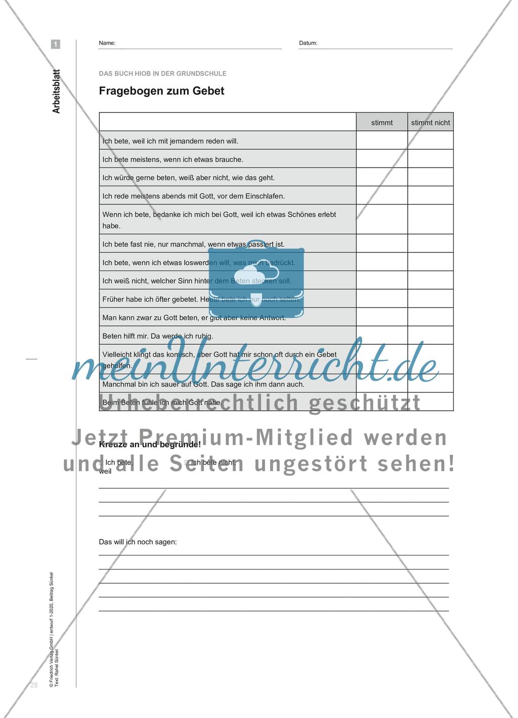 Das Buch Hiob in der Grundschule - Der Beitrag des Religionsunterrichts für die Begleitung von Kindern durch die Behandlung der Theodizee-Frage Preview 5