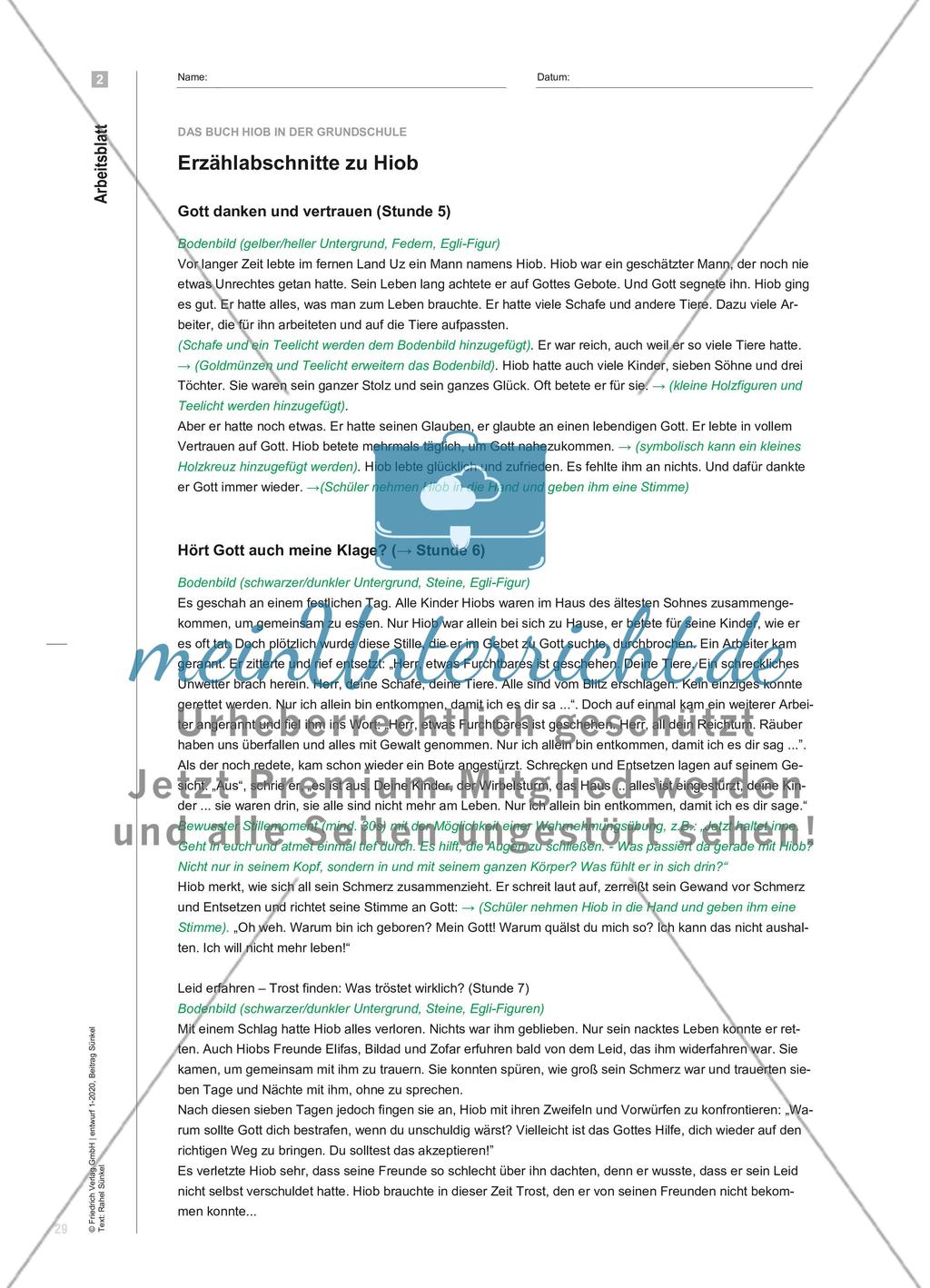 Das Buch Hiob in der Grundschule - Der Beitrag des Religionsunterrichts für die Begleitung von Kindern durch die Behandlung der Theodizee-Frage Preview 6