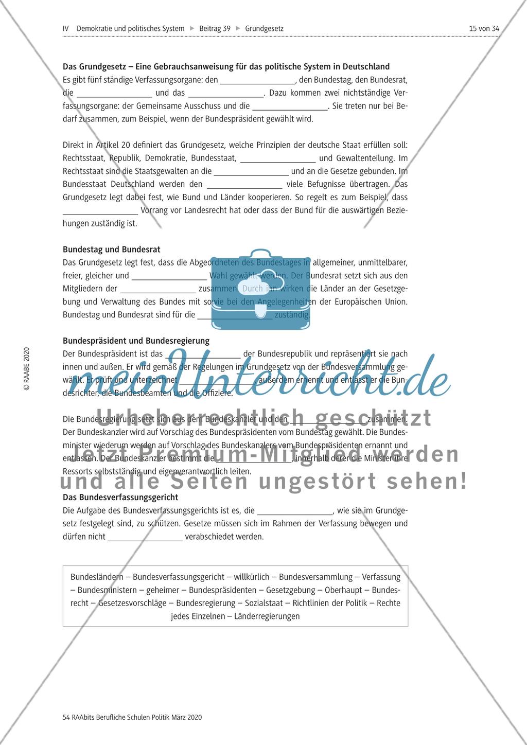 Das Zusammenspiel von Grundgesetz und den Institutionen der Bundesrepublik Preview 2