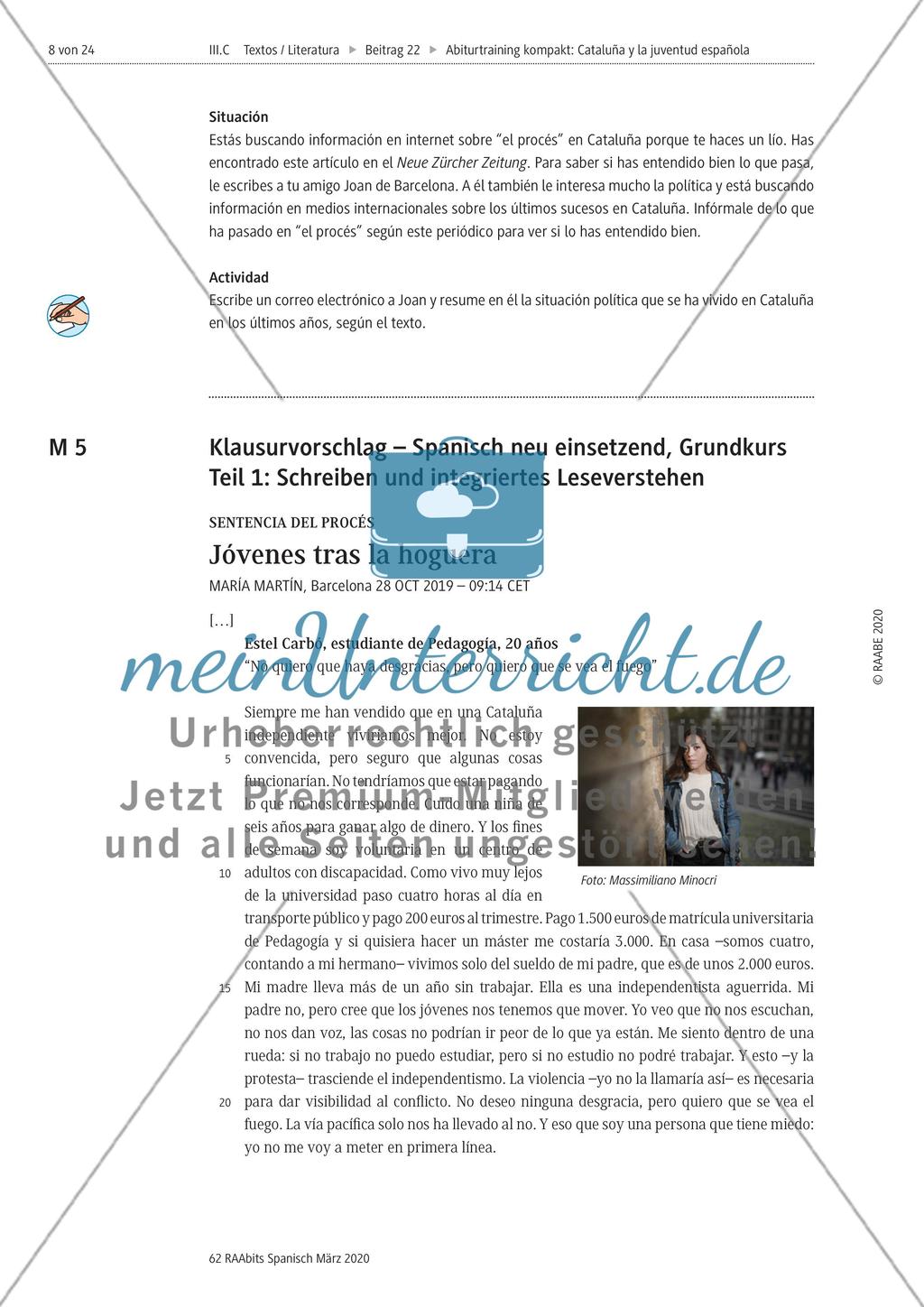 Klausurvorschlag – Spanisch neu einsetzend, Grundkurs Preview 1
