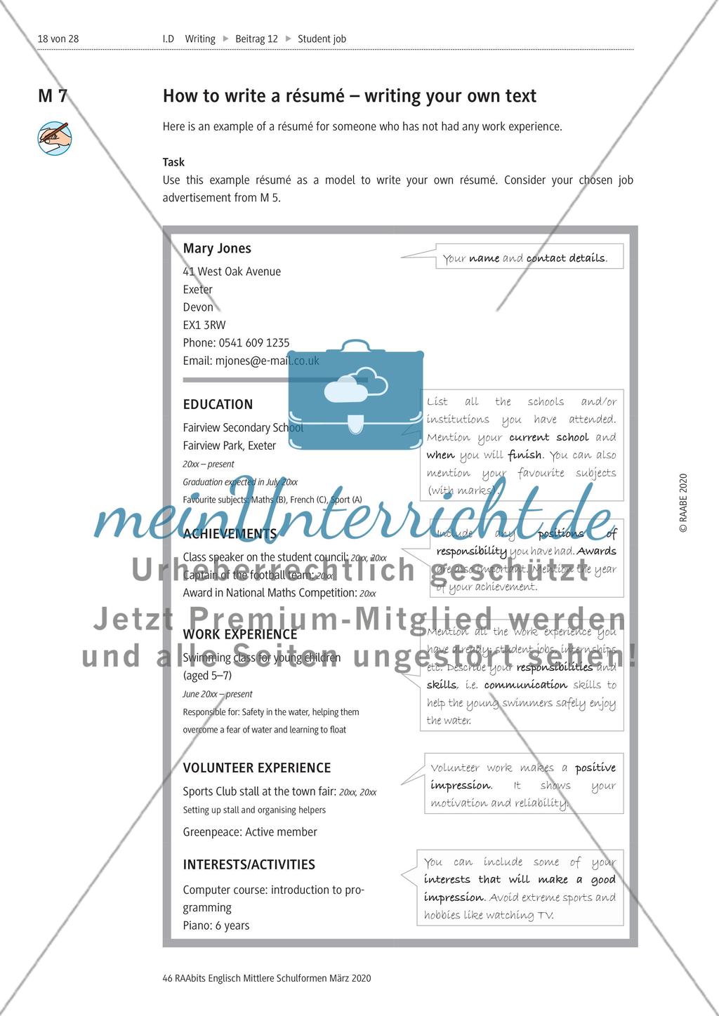 Writing a résumé Preview 3