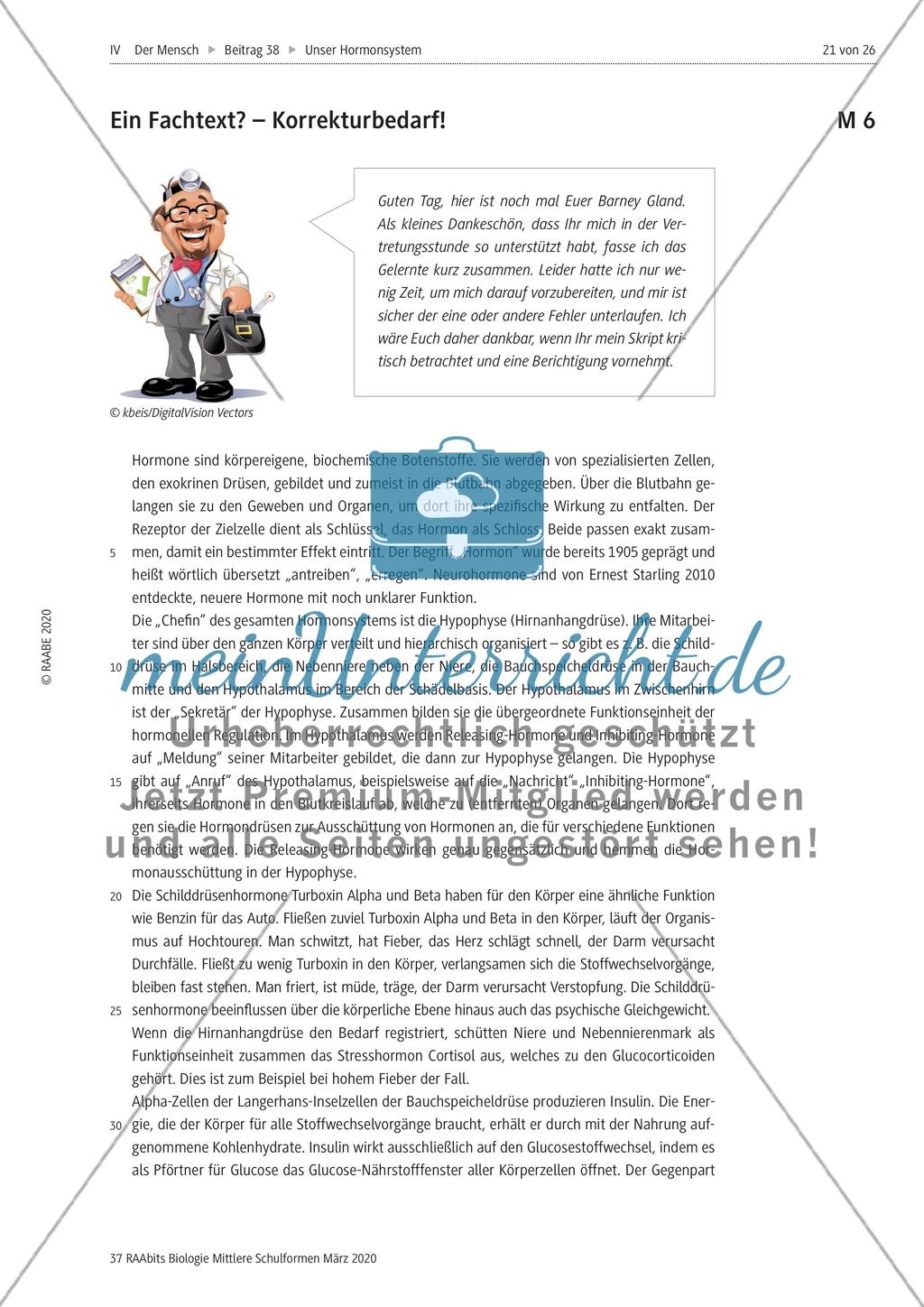 Lernerfolgskontrolle zu Hormonen und Hormondrüsen Preview 1