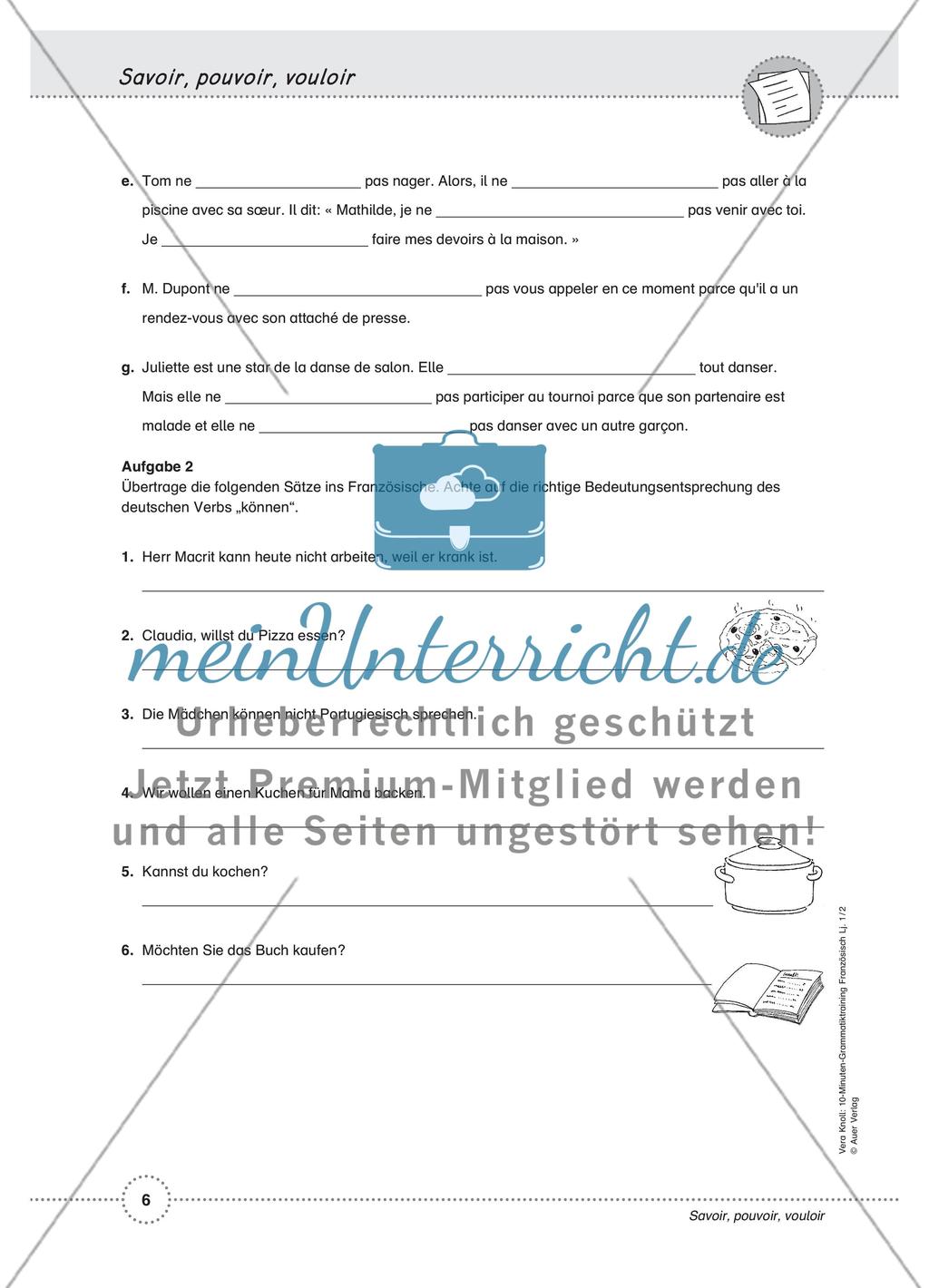 Savoir, pouvoir, vouloir / Reflexive Verben / Verben auf -ir (dormir) und mit Stammerweiterung / Passé composé Preview 2