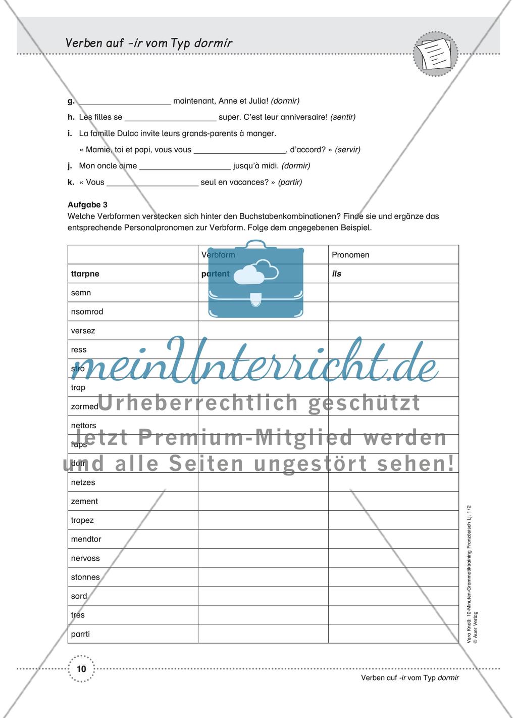Savoir, pouvoir, vouloir / Reflexive Verben / Verben auf -ir (dormir) und mit Stammerweiterung / Passé composé Preview 6