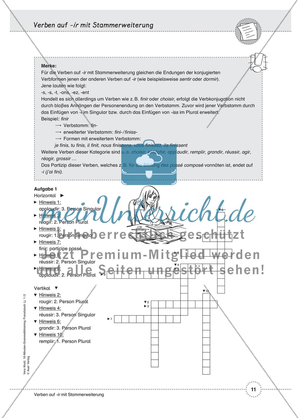 Savoir, pouvoir, vouloir / Reflexive Verben / Verben auf -ir (dormir) und mit Stammerweiterung / Passé composé Preview 7