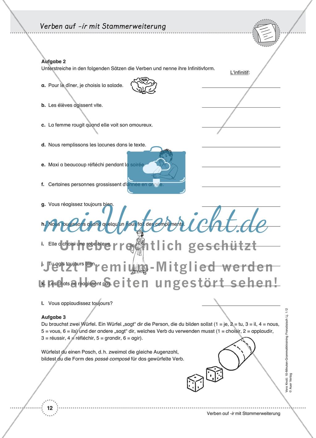 Savoir, pouvoir, vouloir / Reflexive Verben / Verben auf -ir (dormir) und mit Stammerweiterung / Passé composé Preview 8