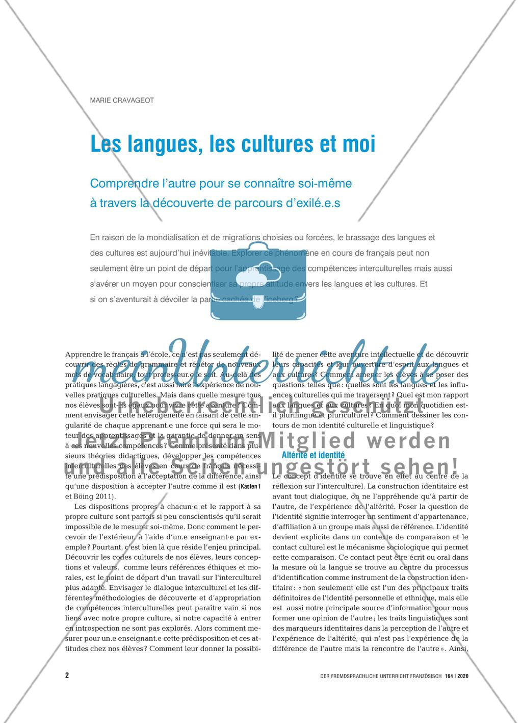 Les langues, les cultures et moi - Comprendre l’autre pour se connaître soi-même à travers la découverte de parcours d’exilé.e.s Preview 1