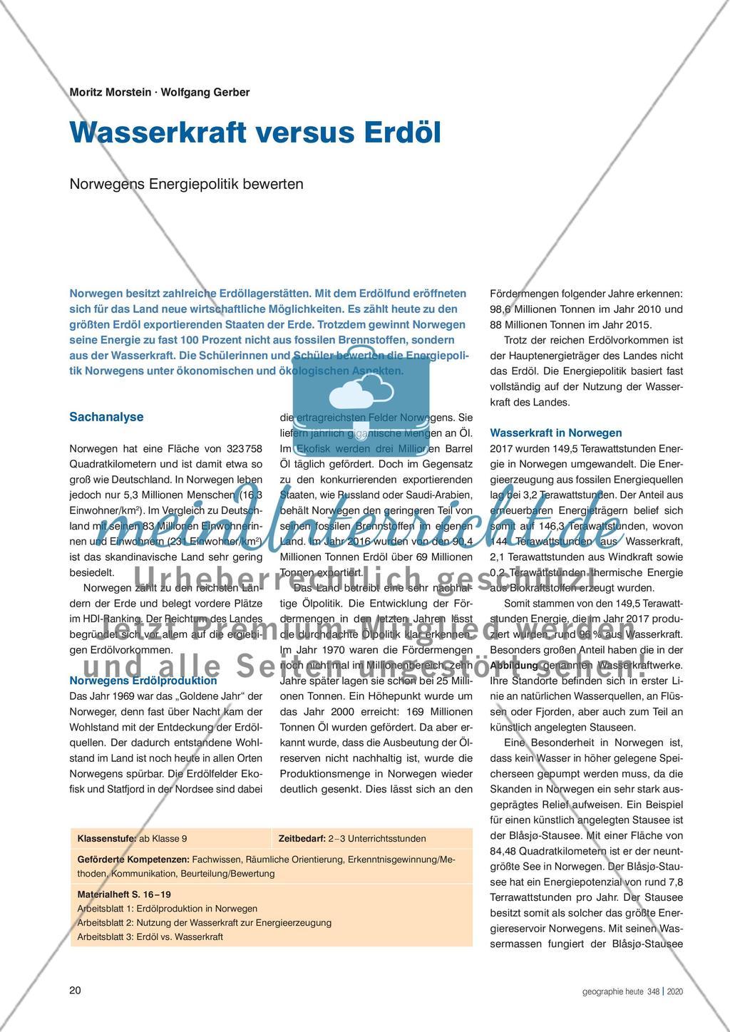 Wasserkraft versus Erdöl - Norwegens Energiepolitik bewerten Preview 1